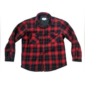 Men's Vintage Lightweight Lined Red Black Buffalo Plaid Jacket Size XXL